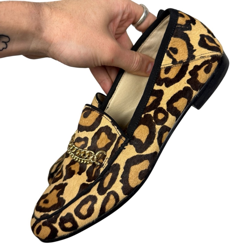 Sam Edelman Lorenzo Leopard Brahma Hair Chain Loafers - Picture 3 of 7
